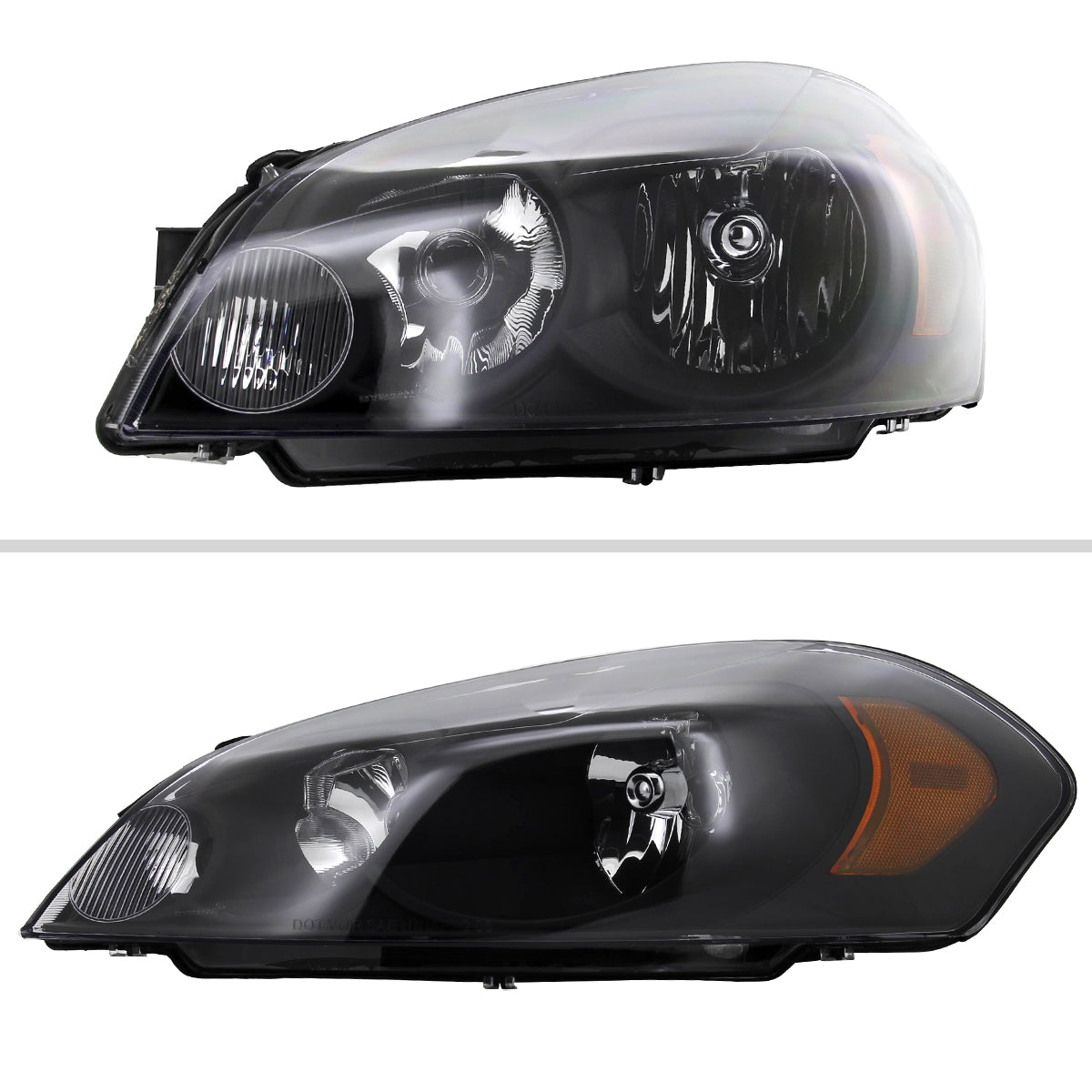 2006-2013 Chevrolet Impala / 2014-2016 Impala Limited / 2006-2007 Monte Carlo Factory Style Crystal Headlights w/ Amber Reflectors (Matte Black Housing/Clear Lens)