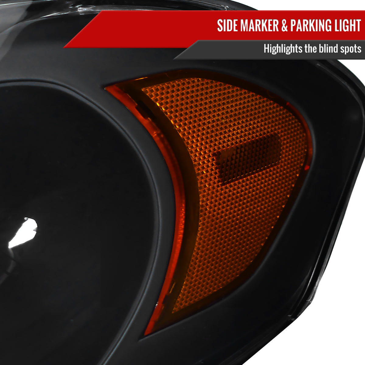 2006-2013 Chevrolet Impala / 2014-2016 Impala Limited / 2006-2007 Monte Carlo Factory Style Crystal Headlights w/ Amber Reflectors (Matte Black Housing/Clear Lens)