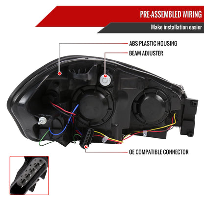 2006-2013 Chevrolet Impala / 2014-2016 Impala Limited / 2006-2007 Monte Carlo Factory Style Crystal Headlights w/ Amber Reflectors (Matte Black Housing/Clear Lens)