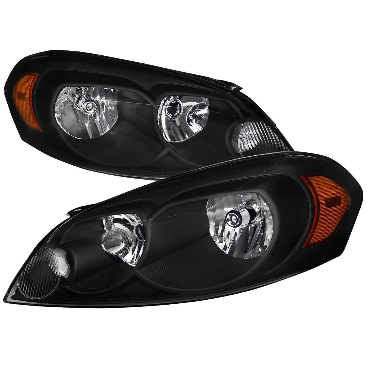 2006-2013 Chevrolet Impala / 2014-2016 Impala Limited / 2006-2007 Monte Carlo Factory Style Crystal Headlights w/ Amber Reflectors (Matte Black Housing/Clear Lens)