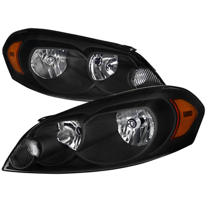 2006-2013 Chevrolet Impala / 2014-2016 Impala Limited / 2006-2007 Monte Carlo Factory Style Crystal Headlights w/ Amber Reflectors (Matte Black Housing/Clear Lens)