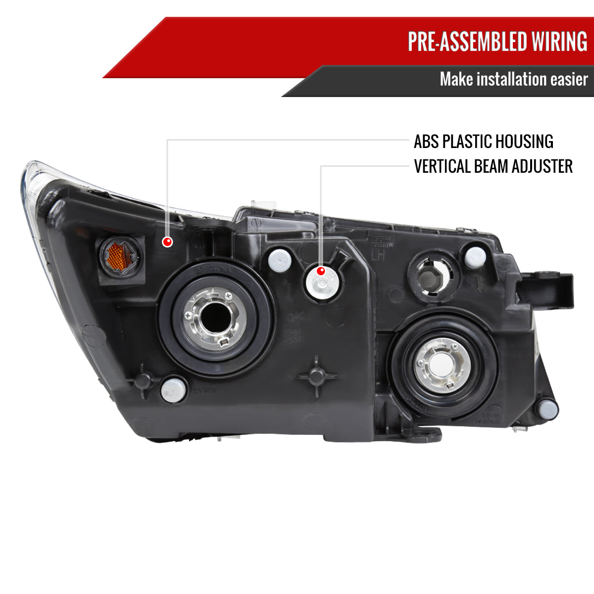 2009-2020 Dodge Journey Factory Style Headlights (Matte Black Housing/Clear Lens)