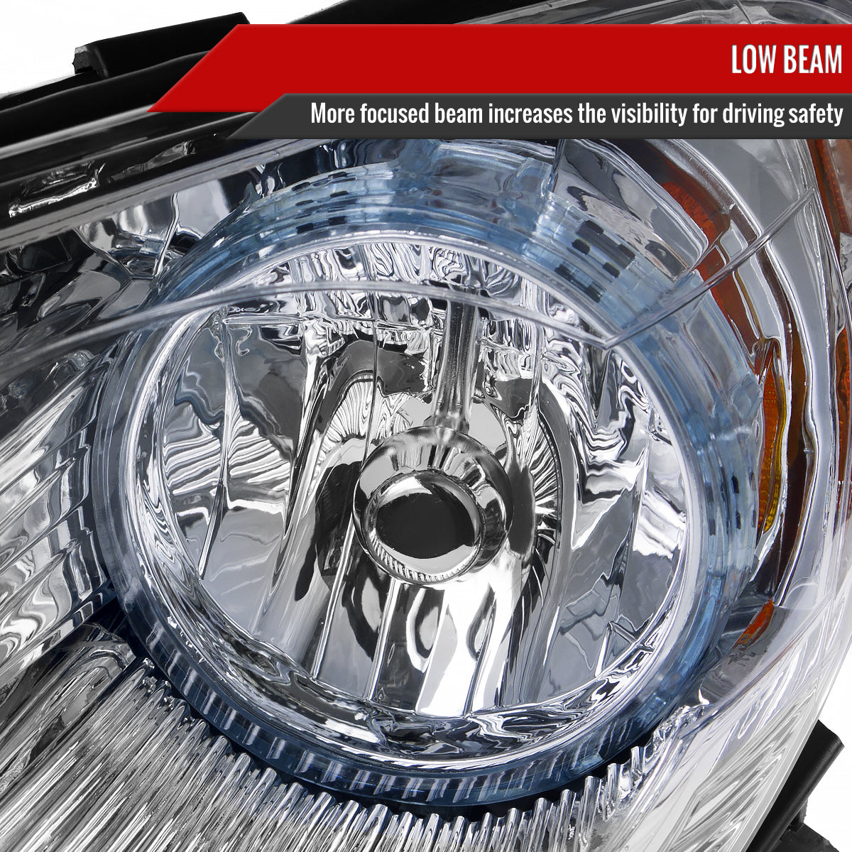 2008-2012 Chevrolet Malibu LS/LT/LTZ/Hybrid Crystal Headlights w/ Amber Reflectors (Chrome Housing/Clear Lens)