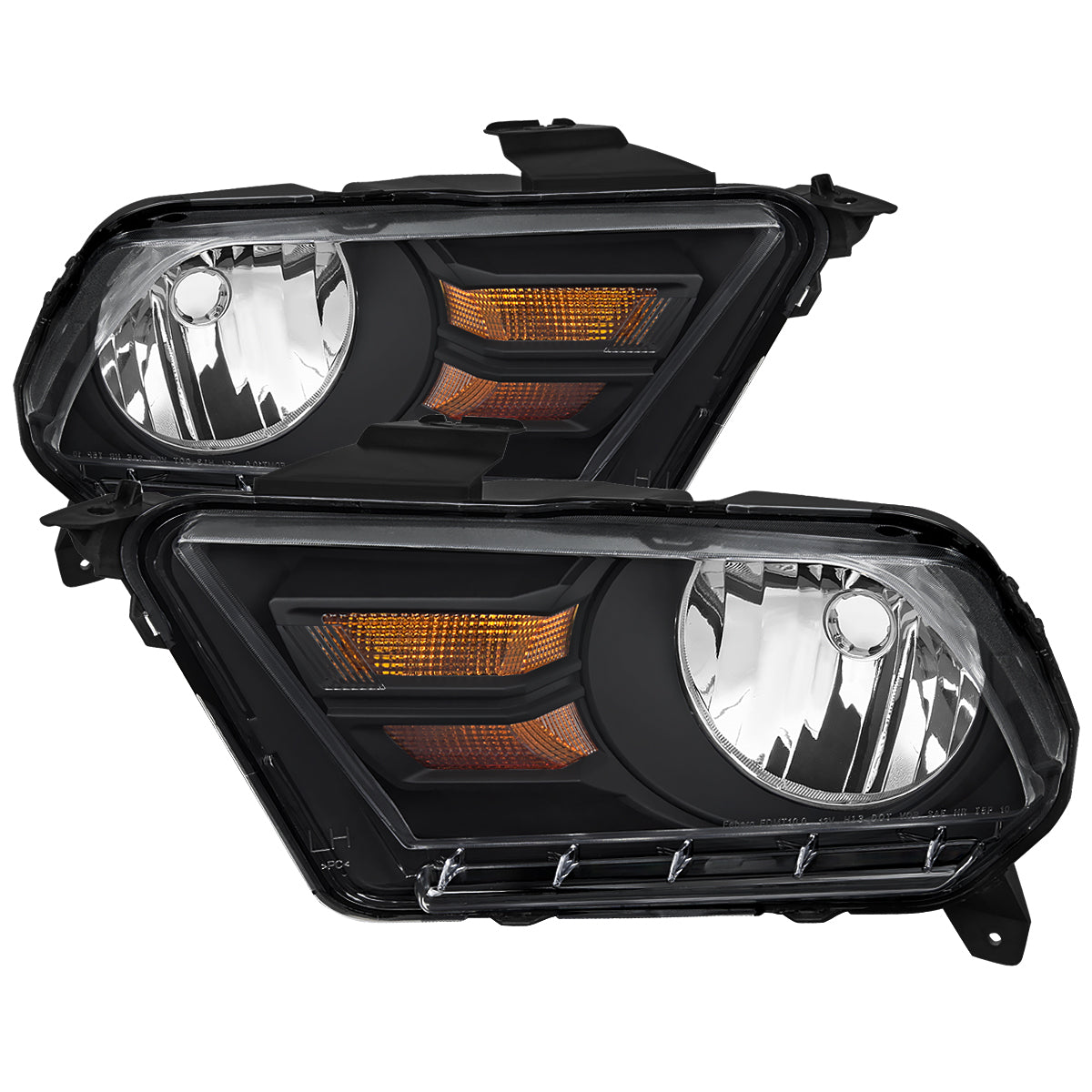 2010-2014 Ford Mustang Factory Style Headlights (Matte Black Housing/Clear Lens)