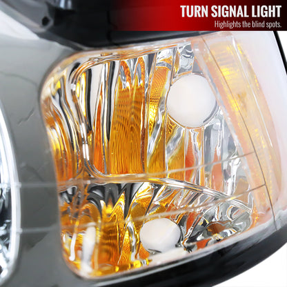 1999-2004 Ford Mustang Factory Style Headlights w/ Amber Reflectors (Chrome Housing/Clear Lens)