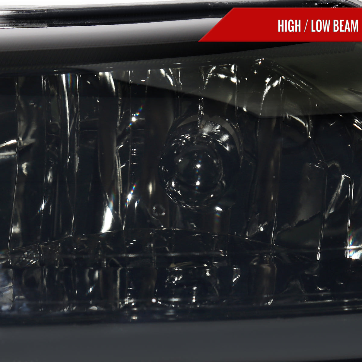 1999-2004 Ford Mustang LED Bar Factory Style Headlights with Amber Reflector (Chrome Housing/Smoked Lens)