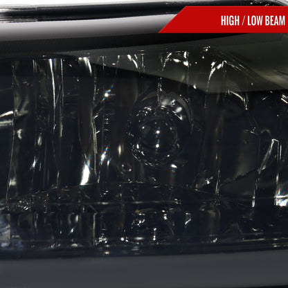 1999-2004 Ford Mustang LED Bar Factory Style Headlights with Amber Reflector (Chrome Housing/Smoked Lens)