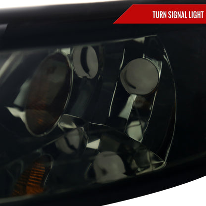1999-2004 Ford Mustang LED Bar Factory Style Headlights with Amber Reflector (Chrome Housing/Smoked Lens)