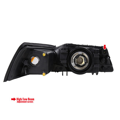 1999-2004 Ford Mustang Factory Style Headlights w/ Amber Reflectors (Chrome Housing/Smoked Lens)