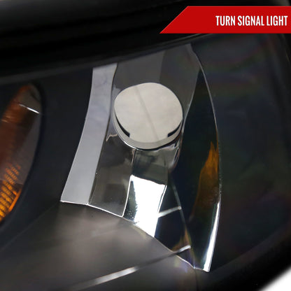1999-2004 Ford Mustang LED Bar Factory Style Headlights with Amber Reflector (Matte Black Housing/Clear Lens)