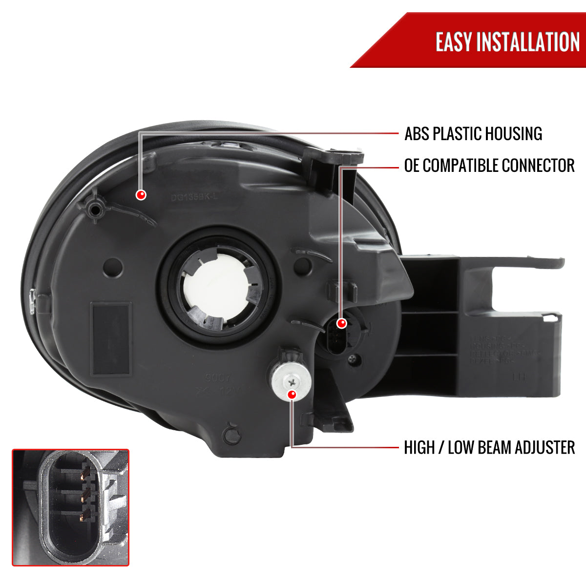 2003-2005 Dodge Neon Factory Style Headlights (Matte Black Housing/Clear Lens)