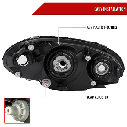 2001-2005 Chrysler PT Cruiser Factory Style Headlights (Black Housing / Clear Lens)