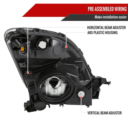 2006-2009 Toyota Prius Factory Style Headlights with Amber Reflector (Matte Black Housing/Clear Lens)