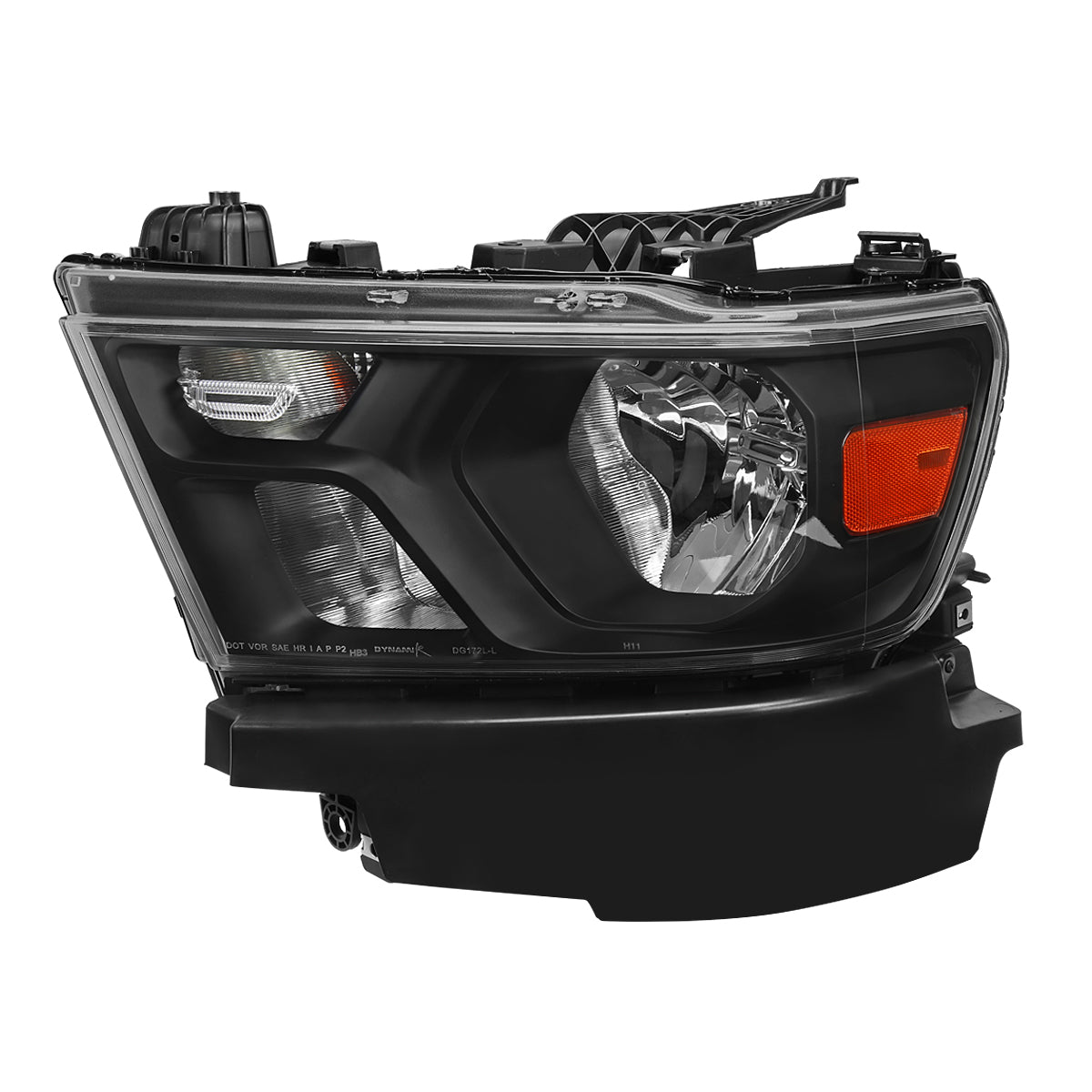 2019-2024 Dodge Ram 1500 Factory Style Crystal Headlight - Driver Side Only (Black Housing / Clear Lens)