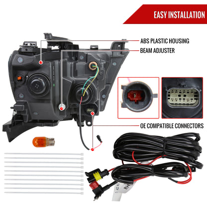 2019-2024 Dodge RAM 1500 Animated LED Bar Factory Style Headlights (Matte Black Housing/Smoked Lens)