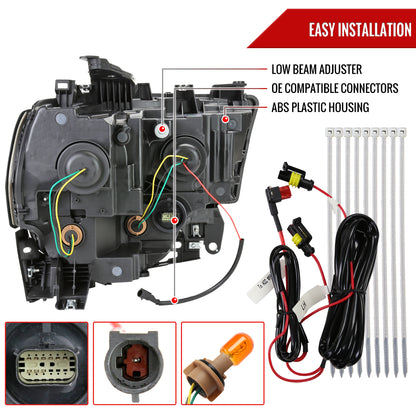 2019-2024 Dodge RAM 2500/3500/4500/5500 LED Bar Factory Style Headlights (Matte Black Housing/Clear Lens)