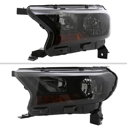 2019-2022 Ford Ranger XL/XLT Factory Style Halogen Headlights (Glossy Black Housing/Smoked Lens)
