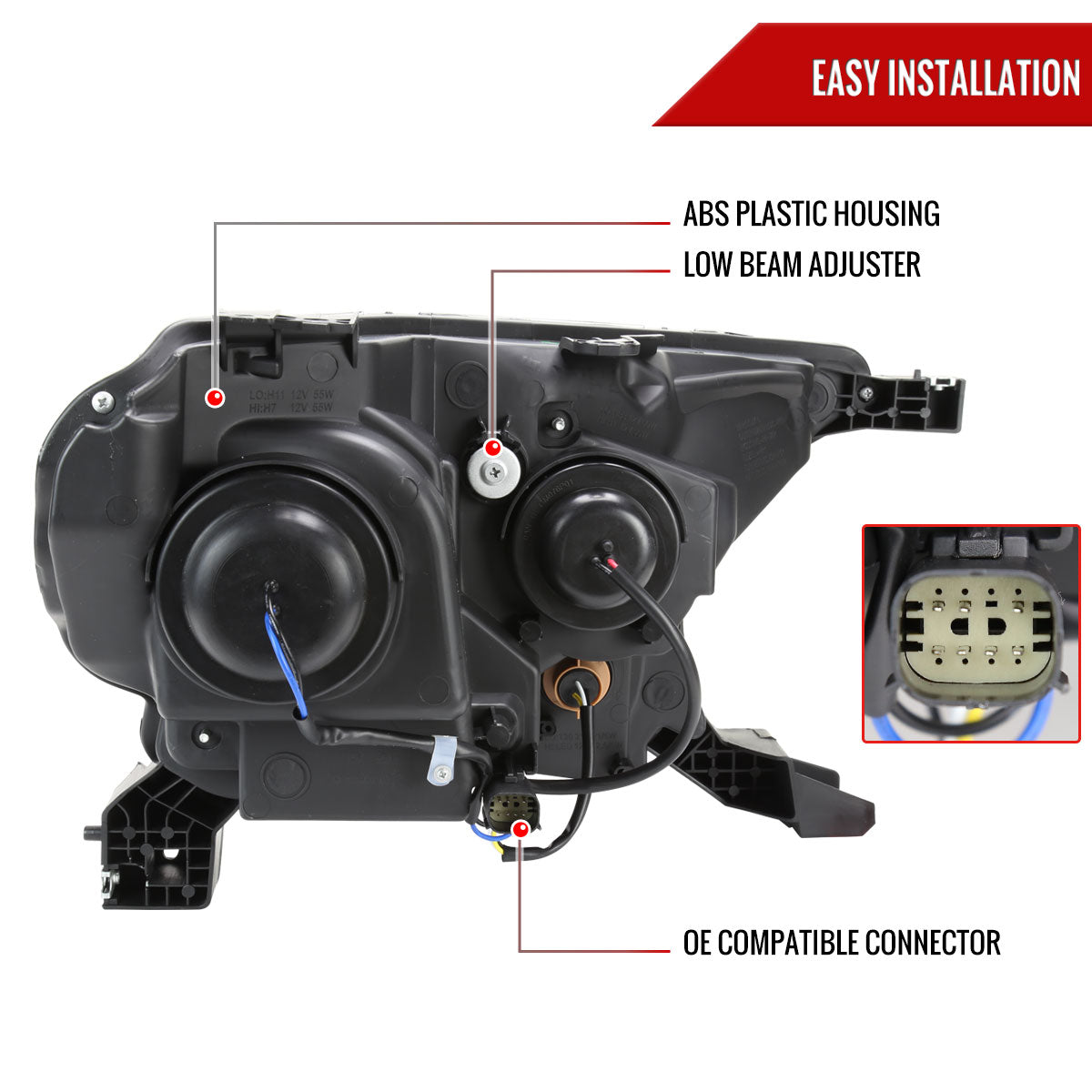 2019-2022 Ford Ranger XL/XLT Factory Style Halogen Headlights (Glossy Black Housing/Smoked Lens)