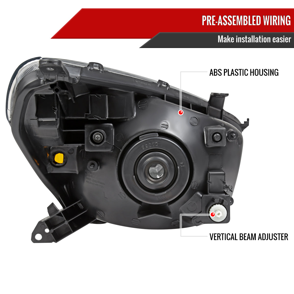 2001-2003 Toyota RAV4 Factory Style Headlights (Chrome Housing/Smoked Lens)