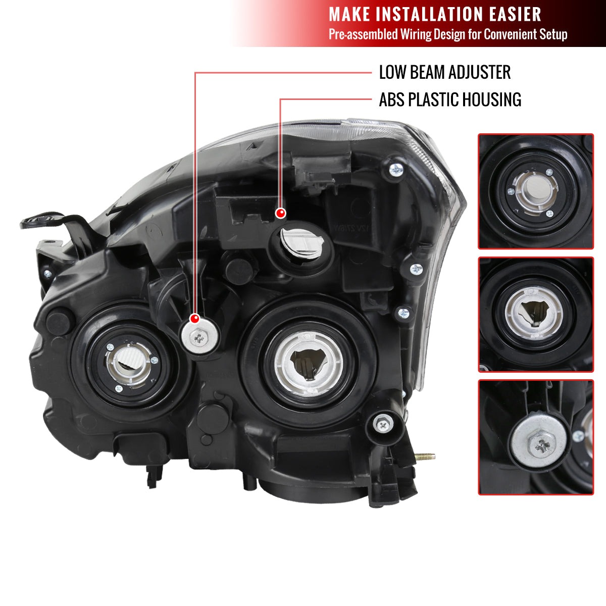 2008-2013 Nissan Rogue/ 2014-2015 Rogue Select Clear Lens Headlight w/ Amber Reflector - Passenger Side Only