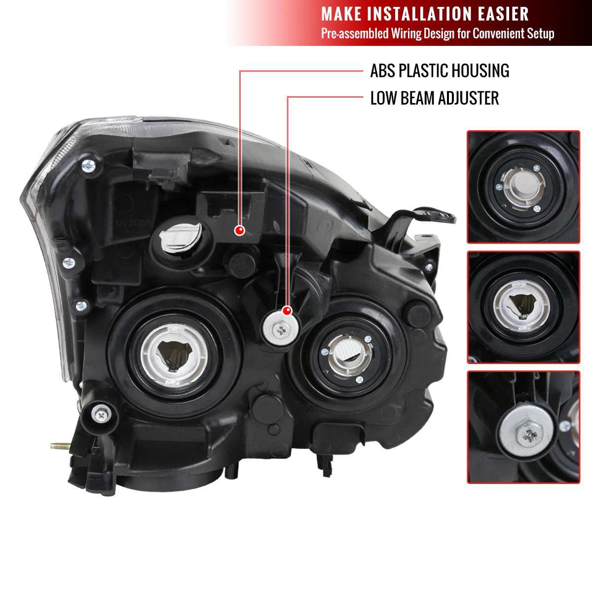 2008-2013 Nissan Rogue/ 2014-2015 Rogue Select Factory Style Headlights w/ Amber Reflectors (Matte Black Housing/Clear Lens)