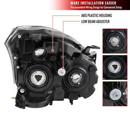 2008-2013 Nissan Rogue/ 2014-2015 Rogue Select Factory Style Headlights w/ Amber Reflectors (Matte Black Housing/Clear Lens)