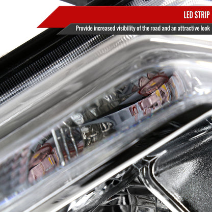 2014-2016 Nissan Rogue LED Strip Factory Style Headlights (Chrome Housing/Clear Lens)