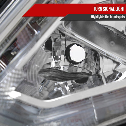 2014-2016 Nissan Rogue LED Strip Factory Style Headlights (Chrome Housing/Clear Lens)