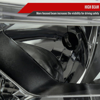 2014-2016 Nissan Rogue LED Strip Factory Style Headlights (Chrome Housing/Smoked Lens)