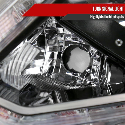 2014-2016 Nissan Rogue LED Strip Factory Style Headlights (Matte Black Housing/Clear Lens)