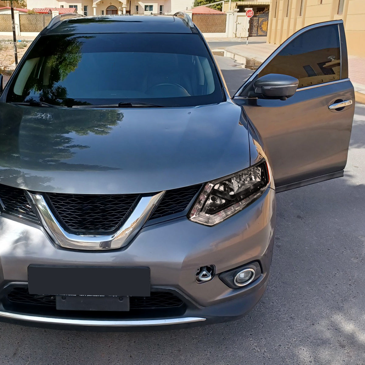 2014-2016 Nissan Rogue LED Strip Factory Style Headlights (Matte Black Housing/Clear Lens)