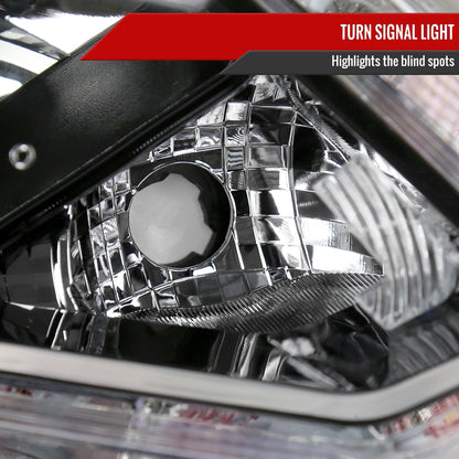 2014-2016 Nissan Rogue LED Strip Factory Style Passenger/Right Side Headlight (Matte Black Housing/Clear Lens)