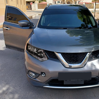 2014-2016 Nissan Rogue LED Strip Factory Style Passenger/Right Side Headlight (Matte Black Housing/Clear Lens)