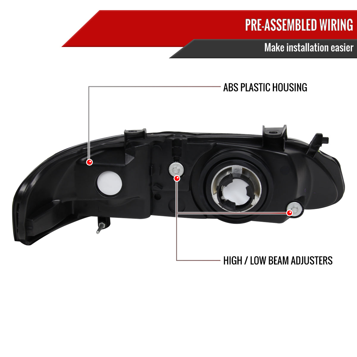 2000-2003 Nissan Sentra Factory Style Crystal Headlights (Matte Black Housing/Clear Lens)