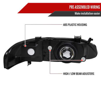 2000-2003 Nissan Sentra Factory Style Crystal Headlights (Matte Black Housing/Clear Lens)