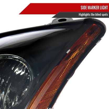 2007-2009 Nissan Sentra Factory Style Headlights with Amber Reflector (Chrome Housing/Smoked Lens)