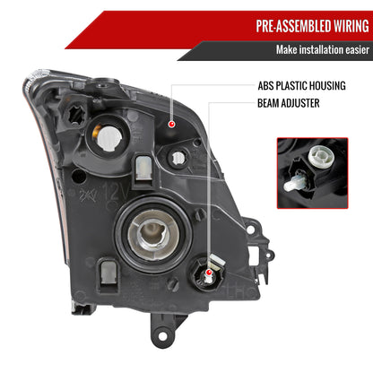 2007-2009 Nissan Sentra Factory Style Headlights with Amber Reflector (Chrome Housing/Smoked Lens)