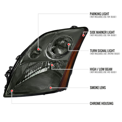 2007-2009 Nissan Sentra Factory Style Headlights with Amber Reflector (Chrome Housing/Smoked Lens)