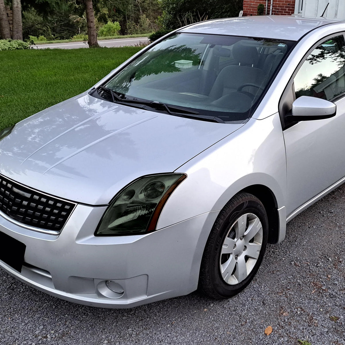 2007-2009 Nissan Sentra Factory Style Headlights with Amber Reflector (Chrome Housing/Smoked Lens)