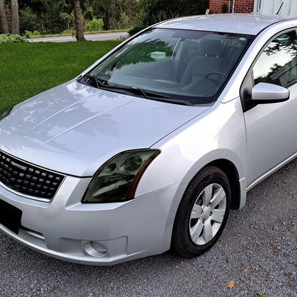 2007-2009 Nissan Sentra Factory Style Headlights with Amber Reflector (Chrome Housing/Smoked Lens)
