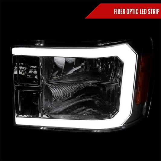 2007-2013 GMC Sierra 1500/ 2007-2014 1500HD 2500HD 3500HD LED Bar Factory Style Headlights (Chrome Housing/Smoked Lens)
