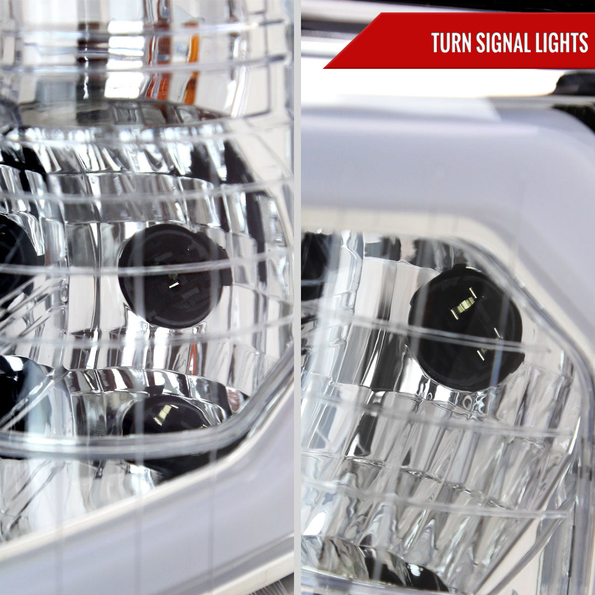 2007-2013 Chevrolet Silverado 1500/ 2007-2014 Silverado 2500HD 3500HD LED C-Bar Factory Style Headlights w/ Amber Reflector (Chrome Housing/Clear Lens)