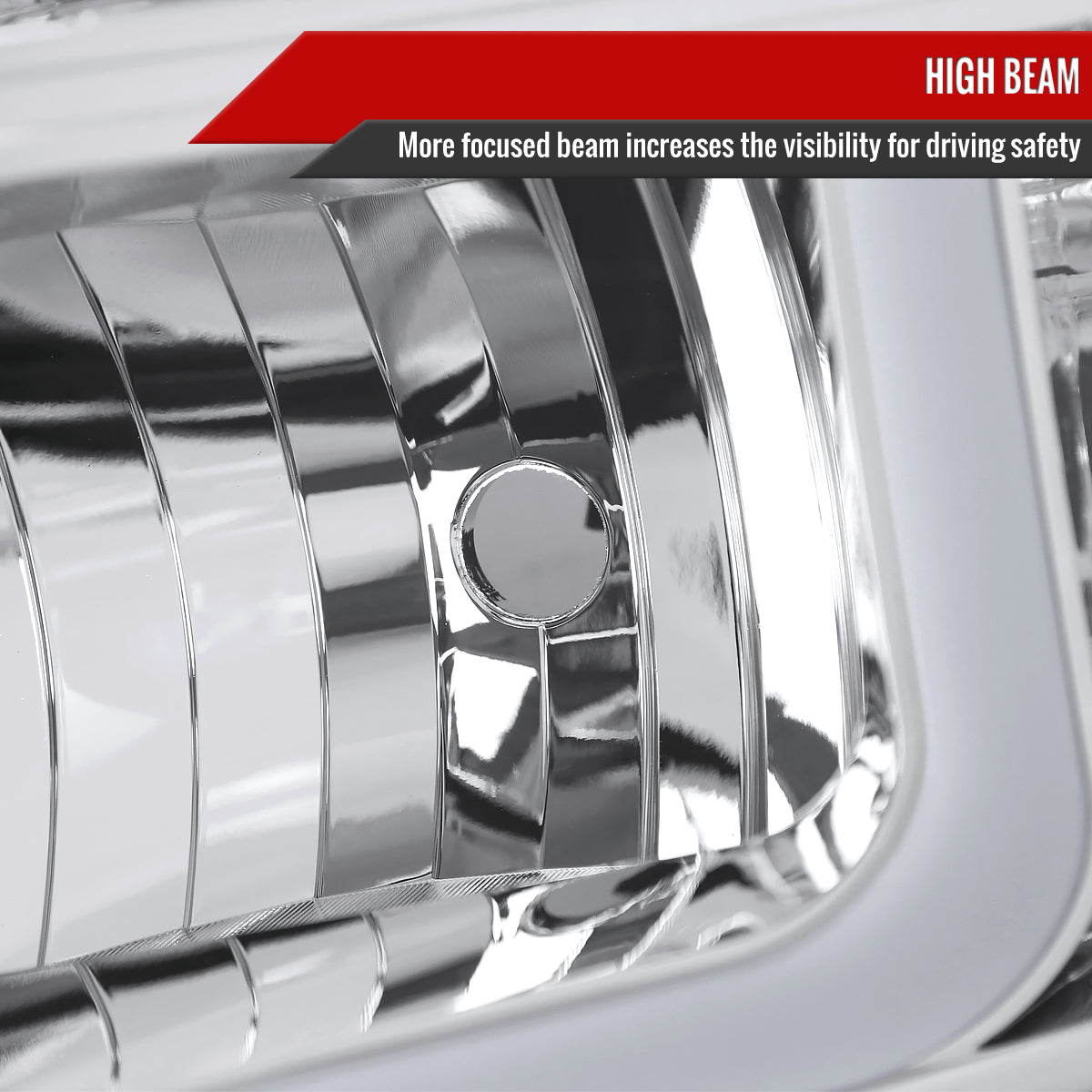 2007-2013 Chevrolet Silverado 1500/ 2007-2014 Silverado 2500HD 3500HD LED Bar Factory Style Headlights w/ Amber Reflector (Chrome Housing/Clear Lens)