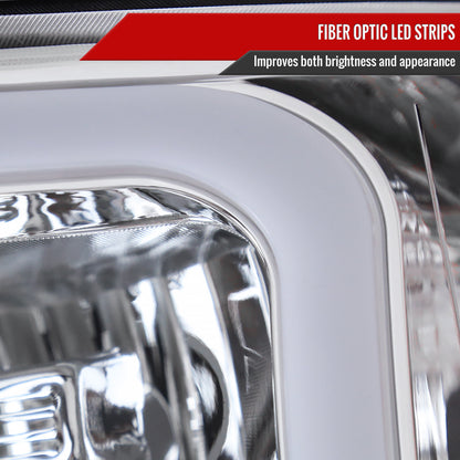 2007-2013 Chevrolet Silverado 1500/ 2007-2014 Silverado 2500HD 3500HD LED Bar Factory Style Headlights w/ Amber Reflector (Chrome Housing/Clear Lens)