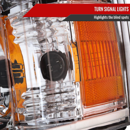2007-2013 Chevrolet Silverado 1500/ 2007-2014 Silverado 2500HD 3500HD LED Bar Factory Style Headlights w/ Amber Reflector (Chrome Housing/Clear Lens)