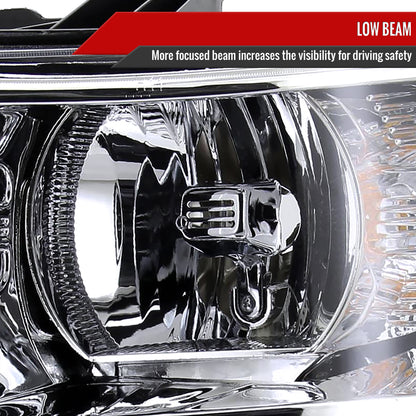 2007-2013 Chevrolet Silverado 1500/ 2007-2014 Silverado 2500HD 3500HD Factory Style Headlights (Chrome Housing/Clear Lens)