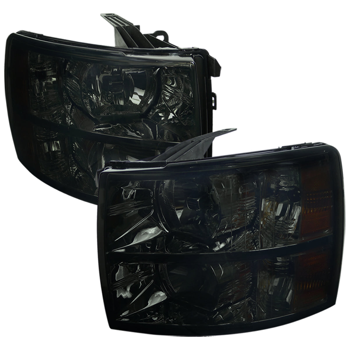 2007-2013 Chevrolet Silverado 1500/ 2007-2014 Silverado 2500HD 3500HD Factory Style Headlights (Chrome Housing/Smoked Lens)
