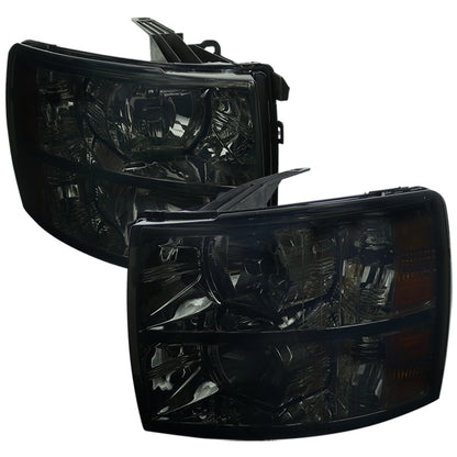 2007-2013 Chevrolet Silverado 1500/ 2007-2014 Silverado 2500HD 3500HD Factory Style Headlights (Chrome Housing/Smoked Lens)