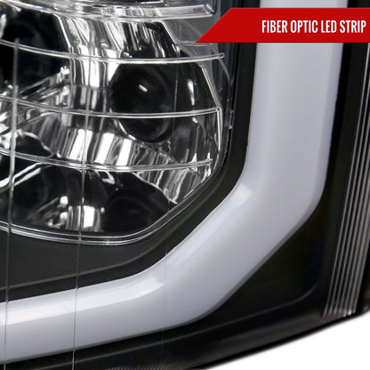 2007-2013 Chevrolet Silverado 1500/ 2007-2014 Silverado 2500HD 3500HD LED C-Bar Factory Style Headlights w/ Amber Reflector (Matte Black Housing/Clear Lens)