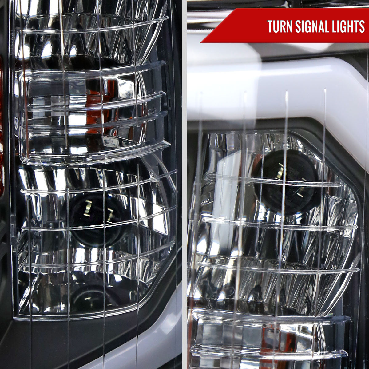 2007-2013 Chevrolet Silverado 1500/ 2007-2014 Silverado 2500HD 3500HD LED C-Bar Factory Style Headlights w/ Amber Reflector (Matte Black Housing/Clear Lens)